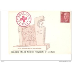 Tarjeta  con matasello rojo de Elda