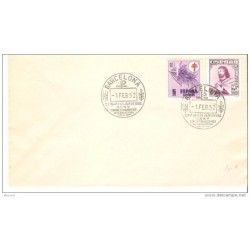 Carta de 1952 con matasellos de barcelona por detras matasello carteria madrid