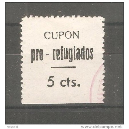 Viñeta cupon pro refugiados 5 cts negro