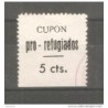 Viñeta cupon pro refugiados 5 cts negro