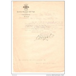 Papel del servicio nacional de trigo palencia 1940