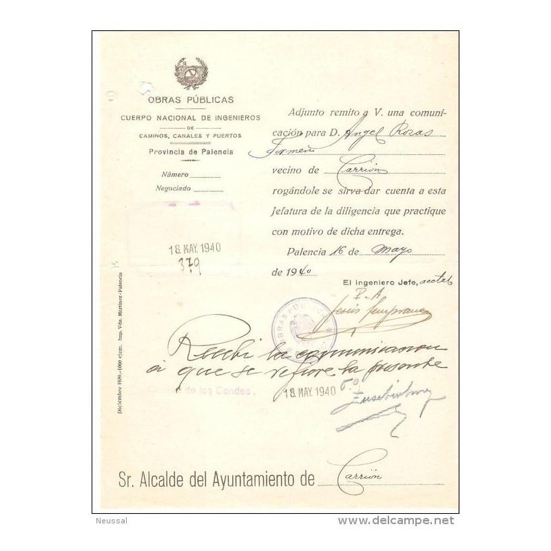 Papel del cuerpo nacional de ingenieros palencia 1940 Papel del cuerpo nacional de ingenieros palencia 1940