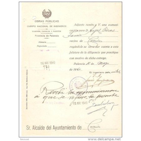 Papel del cuerpo nacional de ingenieros  palencia  1940