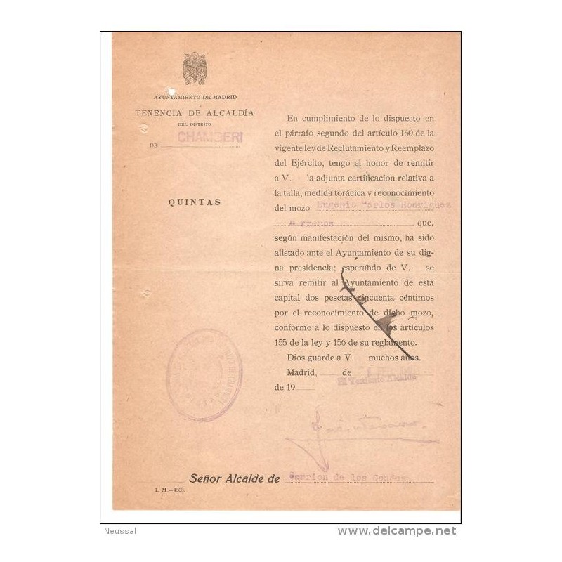 Papel del ayuntamiento de madrid 1940 Papel del ayuntamiento de madrid 1940