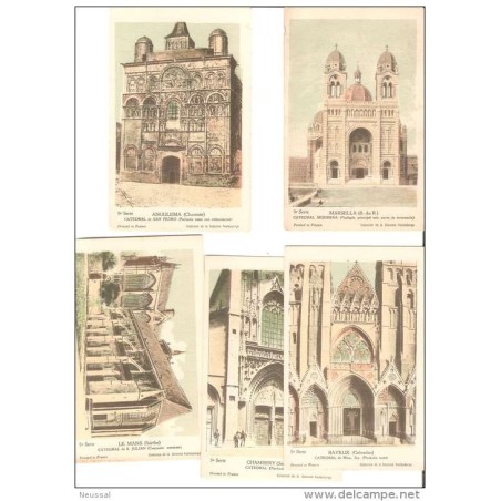 Serie 5 de catedrales de Francia con explicación en cada postal por detrás10 postales