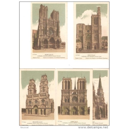 Serie 4 de catedrales de Francia con explicación en cada postal por detrás 10 postales