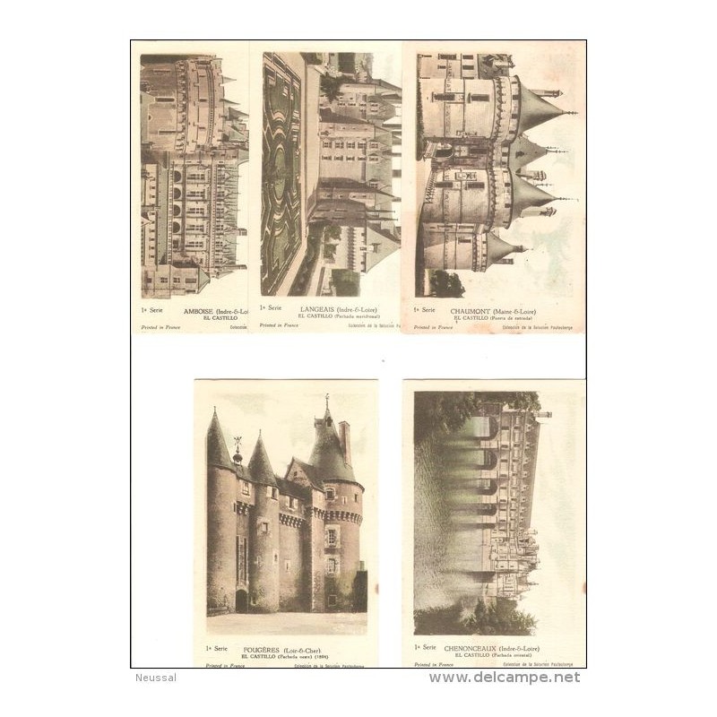 Serie 1 de castillo de Francia con explicación en cada postal por detrás 10 postales Serie 1 de castillo de Francia con explicación en cada postal por detrás 10 postales