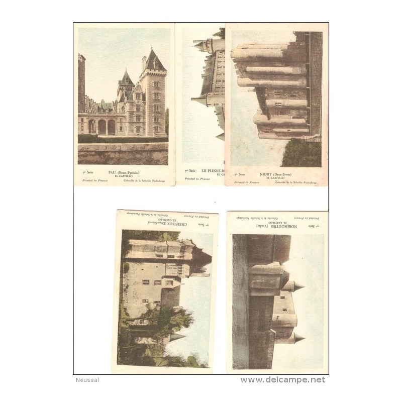 Serie 7 de castillo de Francia con explicación en cada postal por detrás 10 postales Serie 7 de castillo de Francia con explicación en cada postal por detrás 10 postales
