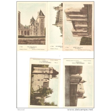 Serie 7 de castillo  de Francia con explicación en cada postal por detrás 10 postales