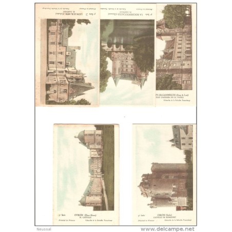 Serie 5 de castillo  de Francia con explicación en cada postal por detrás 10 postales