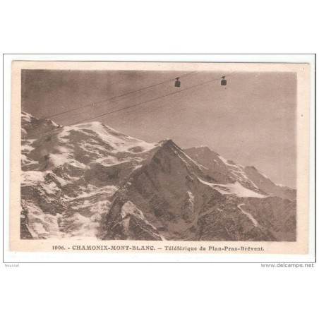 Tarjeta postal montblanc  con cuño teleferique por detrás
