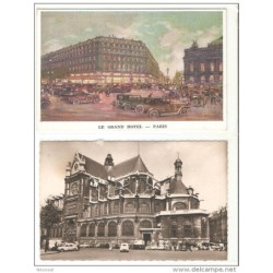 2 tarjetas postales hotel y eglise
