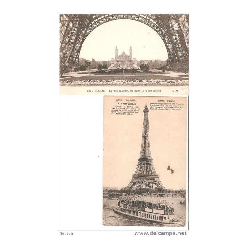 2 tarjetas postales  tour eiffel