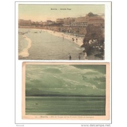 2 tarjetas postales biarritz plage