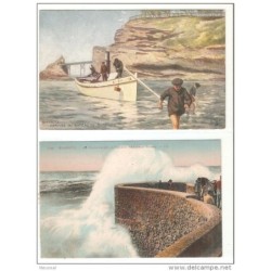 2 tarjetas postales biarritzarrive du bateau de sardines