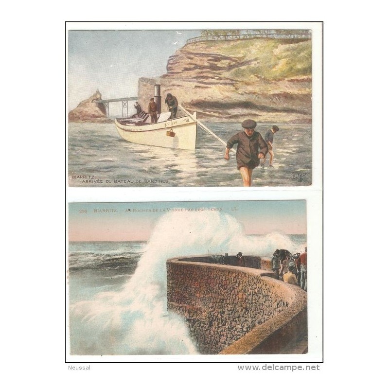 2 tarjetas postales biarritzarrive du bateau de sardines 2 tarjetas postales biarritzarrive du bateau de sardines