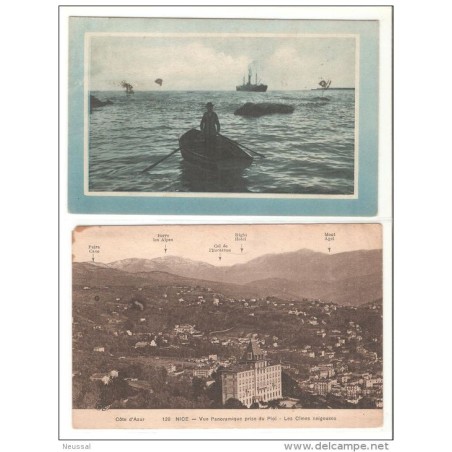 2 tarjeta postal nice y paris