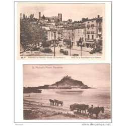 2 tarjetas postales st michael mount y vernet les bains