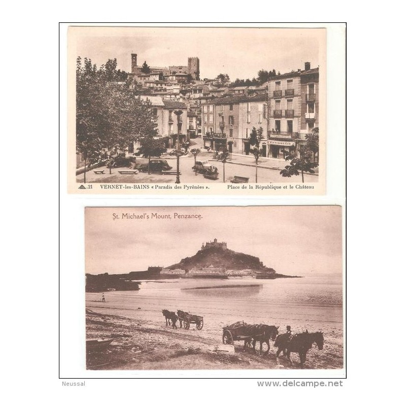 2 tarjetas postales st michael mount y vernet les bains 2 tarjetas postales st michael mount y vernet les bains