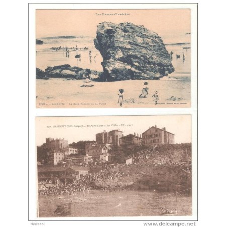 2 tarjetas postales birraitz la plage