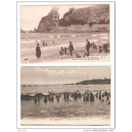 2 tarjetas postales birraitz la plage