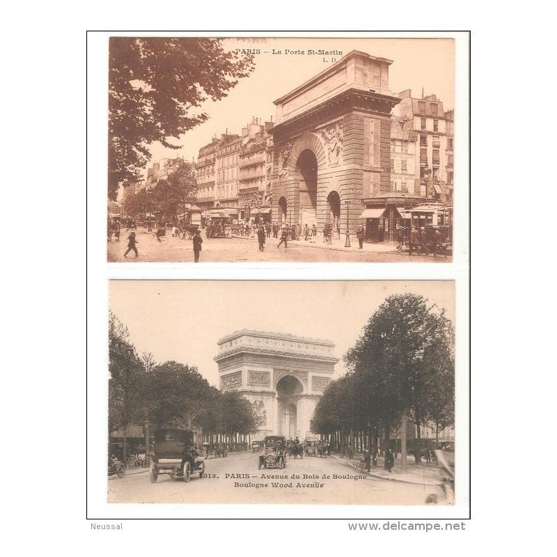 2 tarjetas postales de paris le porte stmartin and avenue du bois de boulogne 2 tarjetas postales de paris le porte stmartin and avenue du bois de boulogne