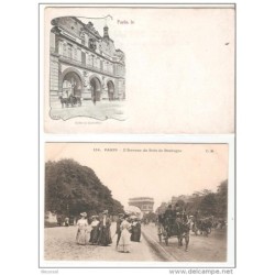 2 tarjetas postales  de paris carruajes de caballos