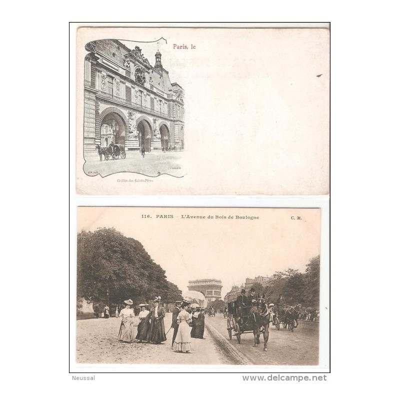 2 tarjetas postales de paris carruajes de caballos 2 tarjetas postales de paris carruajes de caballos