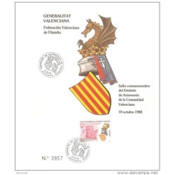 Tarjeta conmemorando sello comunidad valenciana