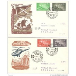 2 sobres correo aereo 1956