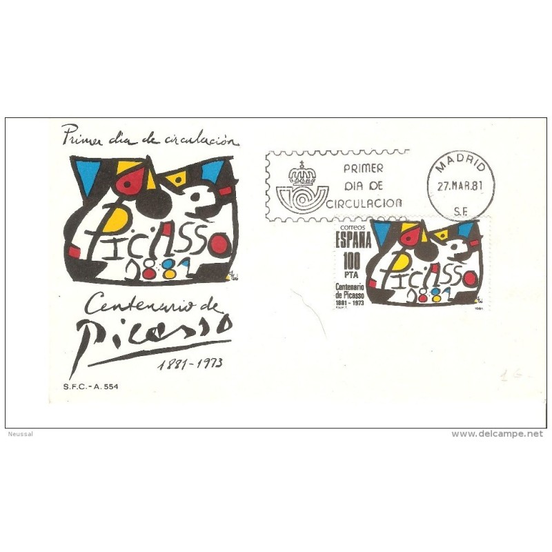 Sobre de primer dia de picaso de 1981 Sobre de primer dia de picaso de 1981