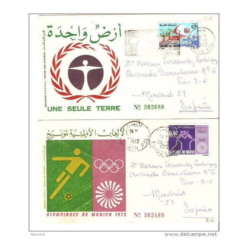2 sobres de marruecos de 1972 2 sobres de marruecos de 1972