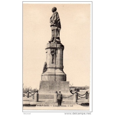 Tarjeta postal de port said lesseps statue