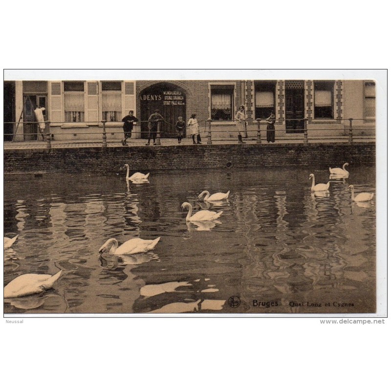 Tarjeta postal de belgica bruges quai long et cygnes Tarjeta postal de belgica bruges quai long et cygnes