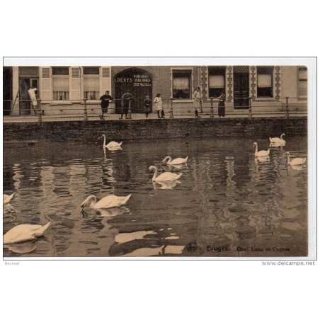 Tarjeta postal de belgica bruges quai long et cygnes