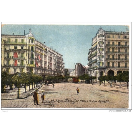 Tarjeta postal de alger hotel y rue