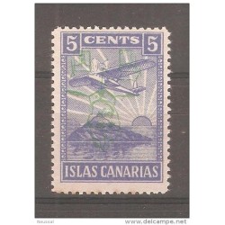 Viñeta  de islas canarias con sobrecarga invertida de franco
