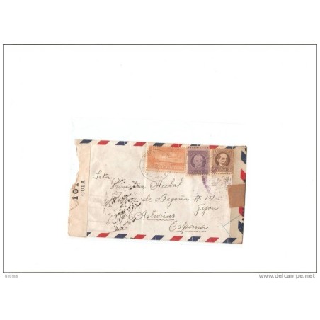 Carta de cuba a españa con muchos cuños la habana miami new york  bilbao etc