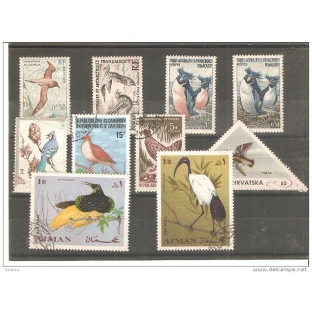 Sellos pajaros diferentes paises usados y nuevos