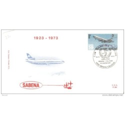 Sobres  primer dia de belgica de 1973 avion