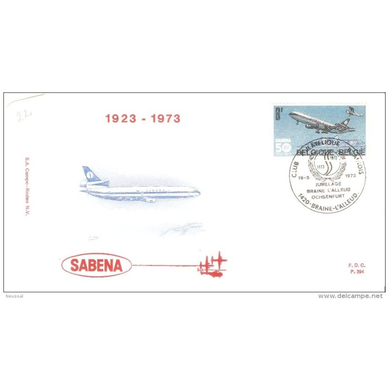 Sobres primer dia de belgica de 1973 avion Sobres primer dia de belgica de 1973 avion