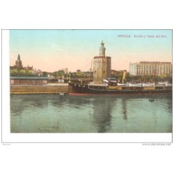 Tarjeta postal  de sevilla muelle y torre del oro