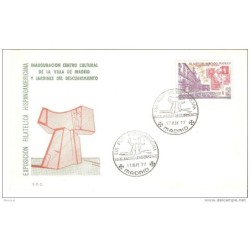 Carta  con matasello commemorativo jardines del descubrimiento de 1977