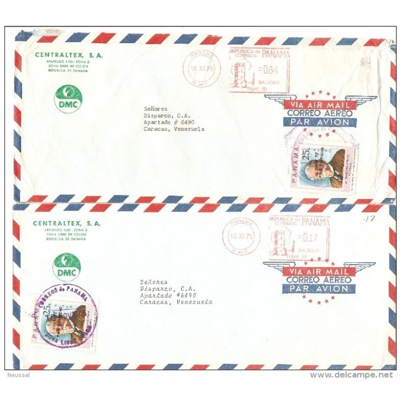 2 carta de panama de 1975 con cuño de 064 y 017 2 carta de panama de 1975 con cuño de 064 y 017