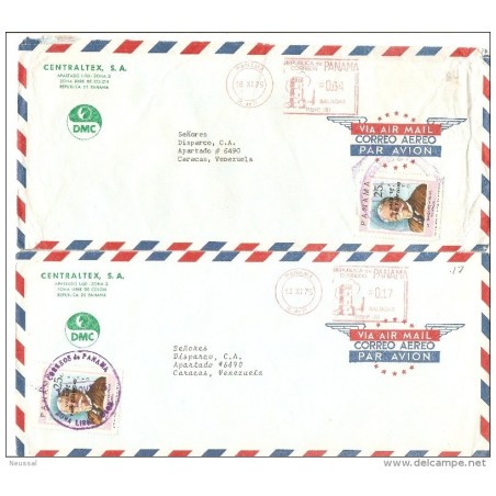 2 carta de panama de 1975 con cuño de 064 y 017