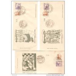 3 carta con matasello feria nacional del libro de 1949 diferentes dibujos tirada reducida