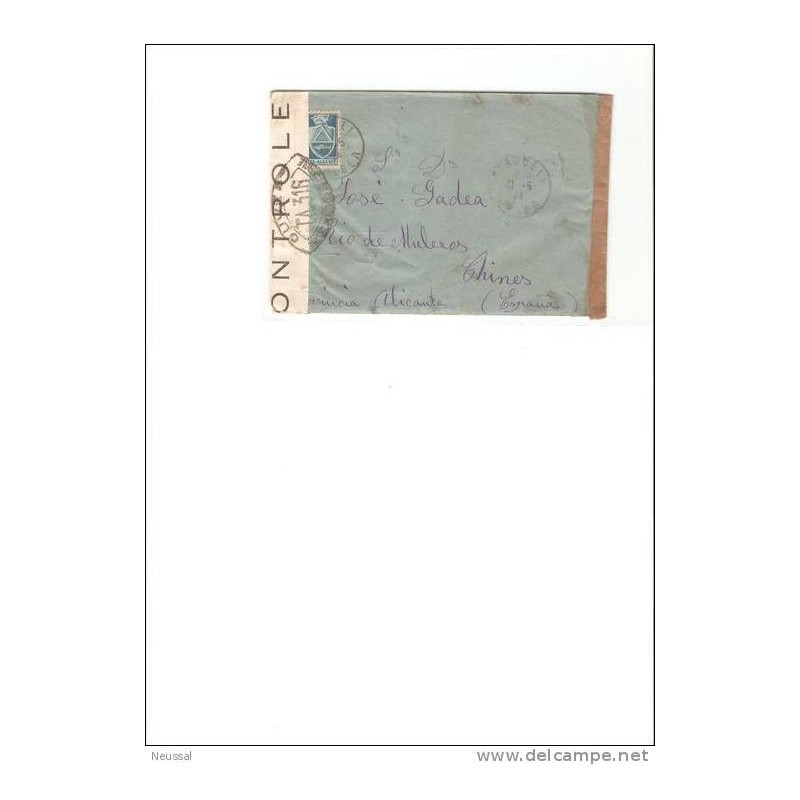 Carta de algeria con cuño de censura de valencia de cid y cuño de estafeta de valencia Carta de algeria con cuño de censura de valencia de cid y cuño de estafeta de valencia