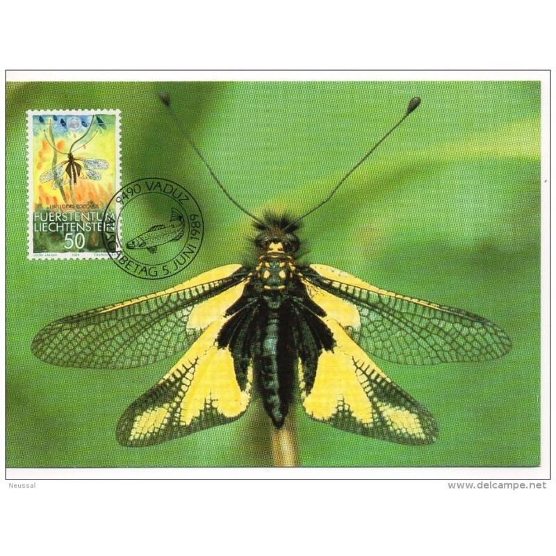 Serie de 4 postales de insectos liechtenstein Serie de 4 postales de insectos liechtenstein