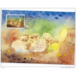 Serie de 3 postales de peces  liechtenstein