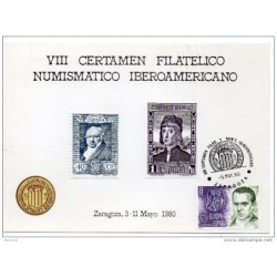 2 tarjetas  numeradas certamen numismatico iberoamericano